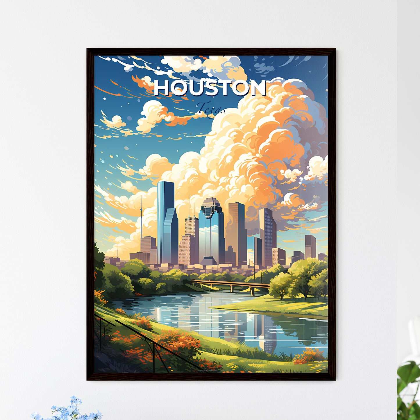 Houston Skyline - A City Landscape With A River And Trees - Customizable Travel Gift Default Title