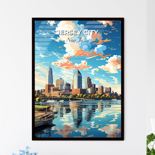 Jersey City New Jersey Skyline - A City Skyline With Trees And A Body Of Water - Customizable Travel Gift Default Title