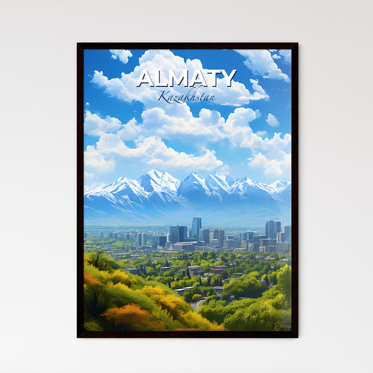Almaty Kazakhstan Skyline - A City With Trees And Mountains In The Background - Customizable Travel Gift Default Title