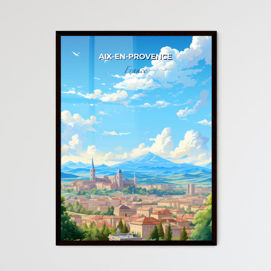 Aix-en-Provence France Skyline - A Landscape Of A City With Mountains And Trees - Customizable Travel Gift Default Title