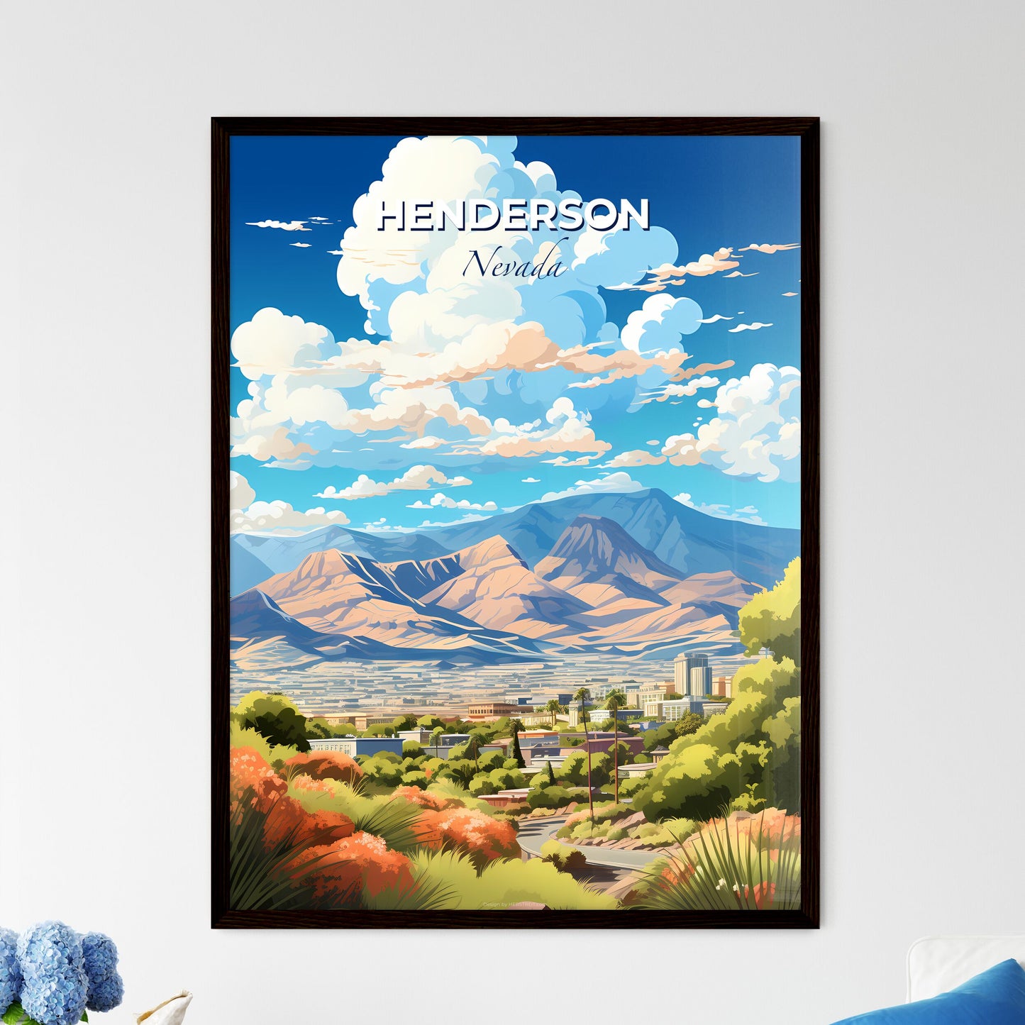 Henderson Nevada Skyline - A Landscape Of A City And Mountains - Customizable Travel Gift Default Title