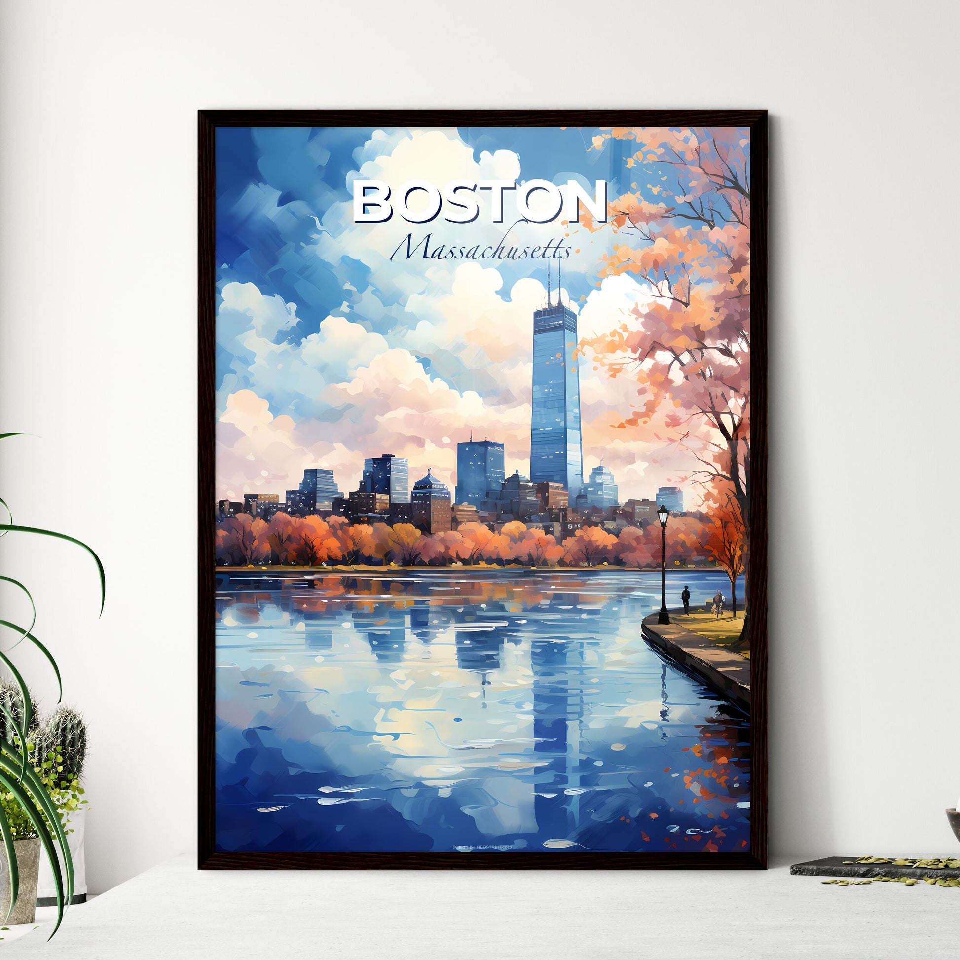 Boston Massachusetts Skyline - A Water Body With Trees And A City In The Background - Customizable Travel Gift Default Title