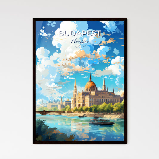 Budapest Hungary Skyline - A Building With A Bridge And Trees And A River - Customizable Travel Gift Default Title
