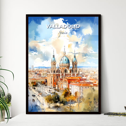 Valladolid Spain Skyline - A Large Building With A Blue Dome And A Street In Front Of It - Customizable Travel Gift Default Title