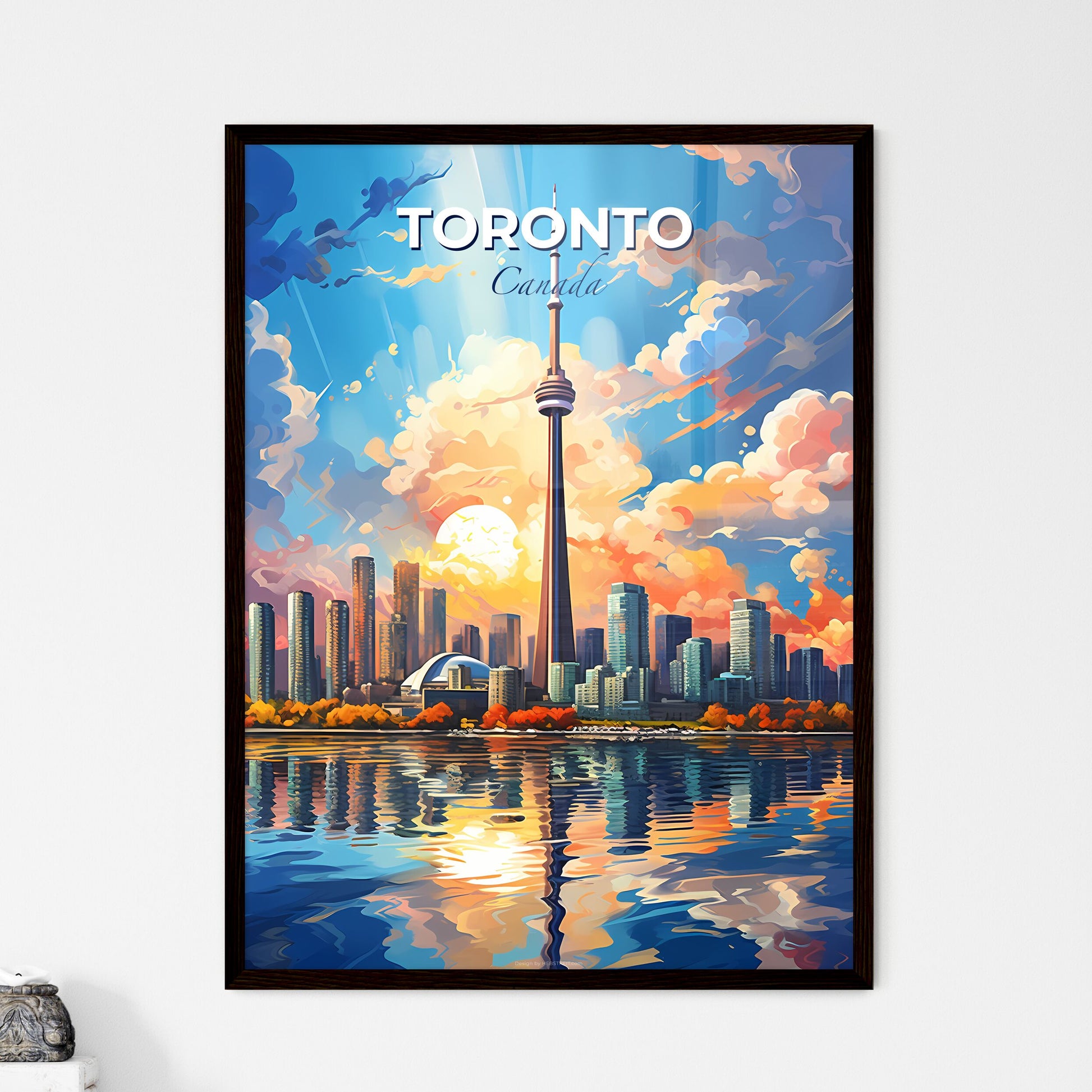 Toronto Canada Skyline - A City Skyline With A Tall Tower And A Body Of Water - Customizable Travel Gift Default Title