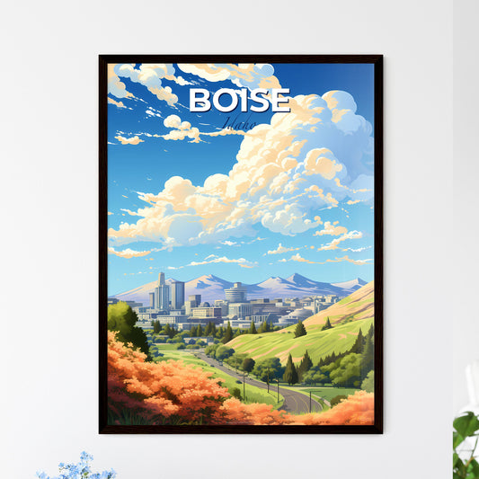 Boise Idaho Skyline - A Landscape Of A City With Trees And Mountains - Customizable Travel Gift Default Title