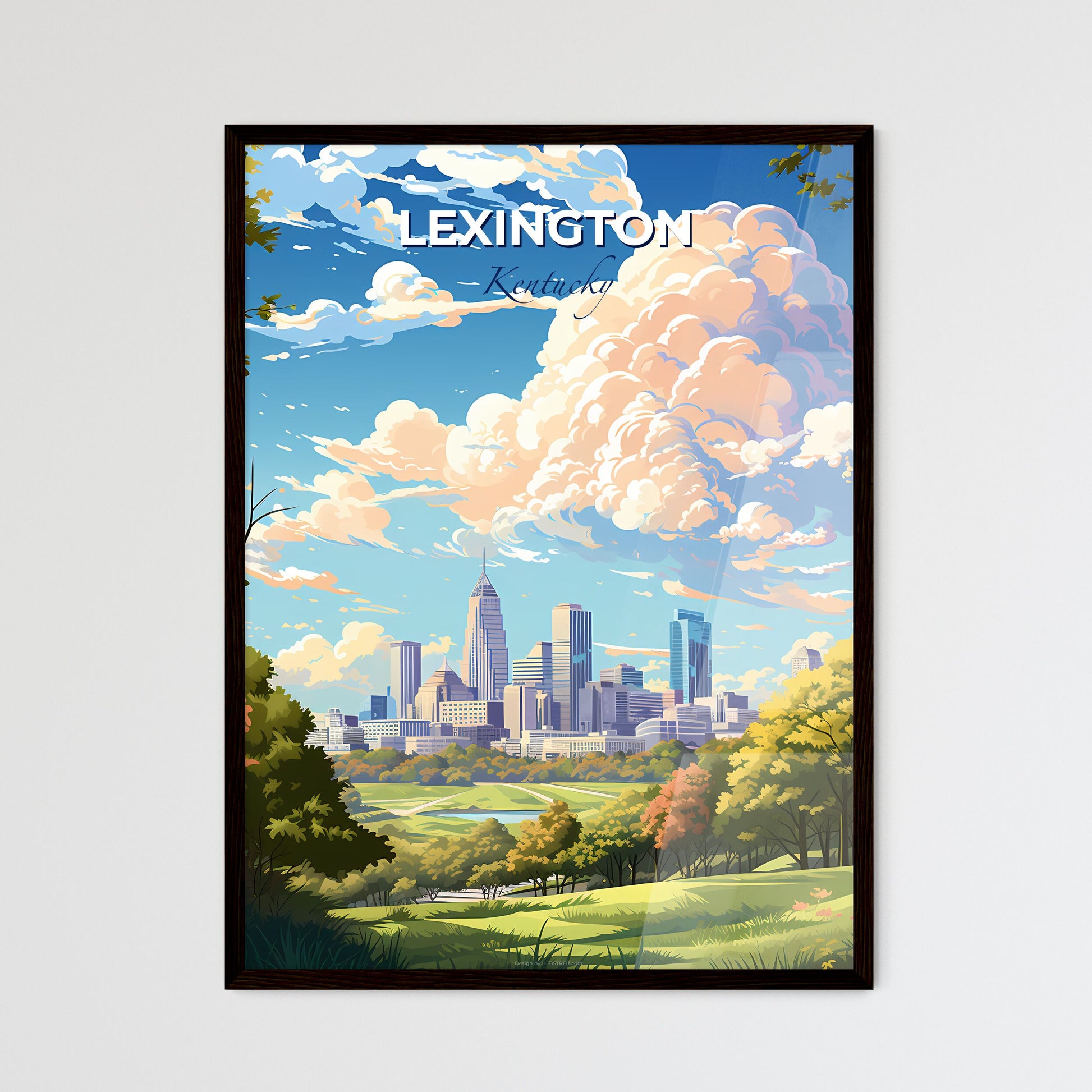 Lexington Kentucky Skyline - A City Landscape With Trees And Clouds - Customizable Travel Gift Default Title