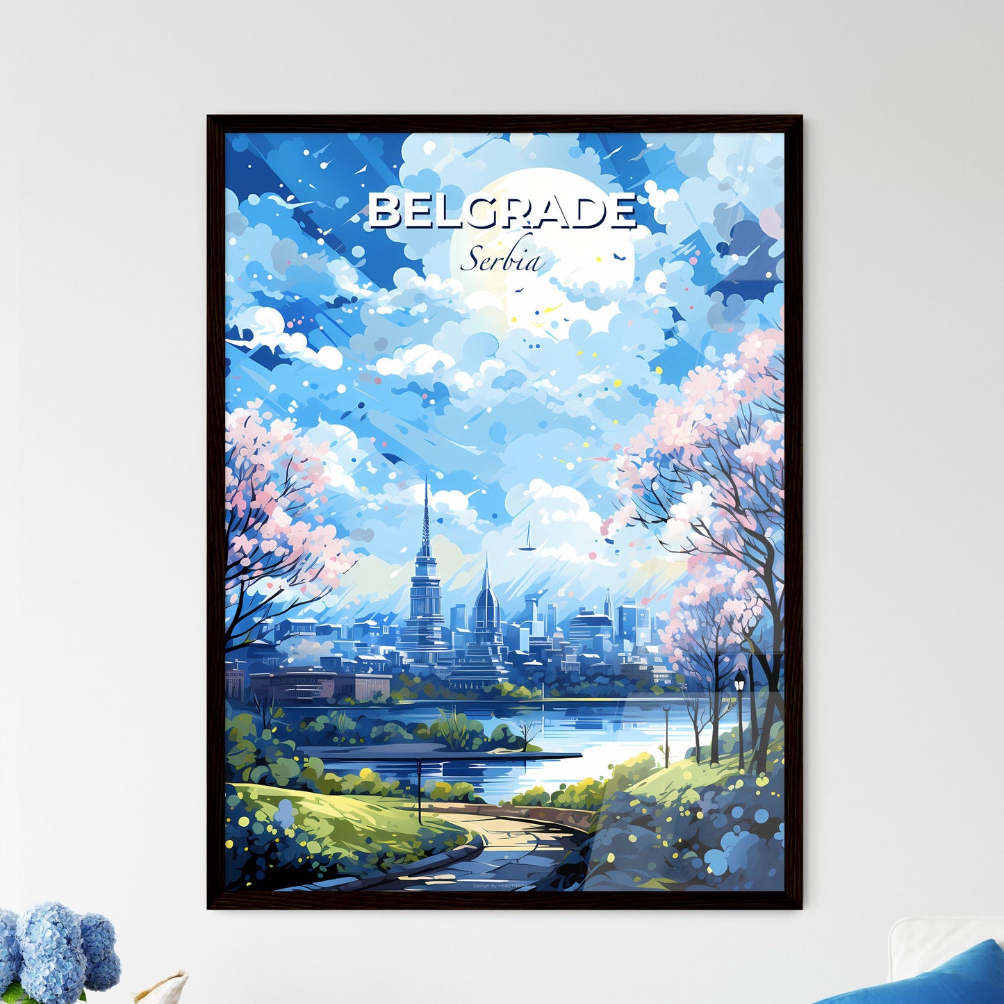 Belgrade Serbia Skyline - A Landscape Of A City With Trees And A River - Customizable Travel Gift Default Title