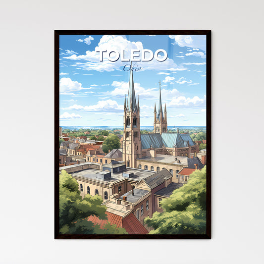 Toledo Ohio Skyline - A Building With A Steeple And Trees - Customizable Travel Gift Default Title