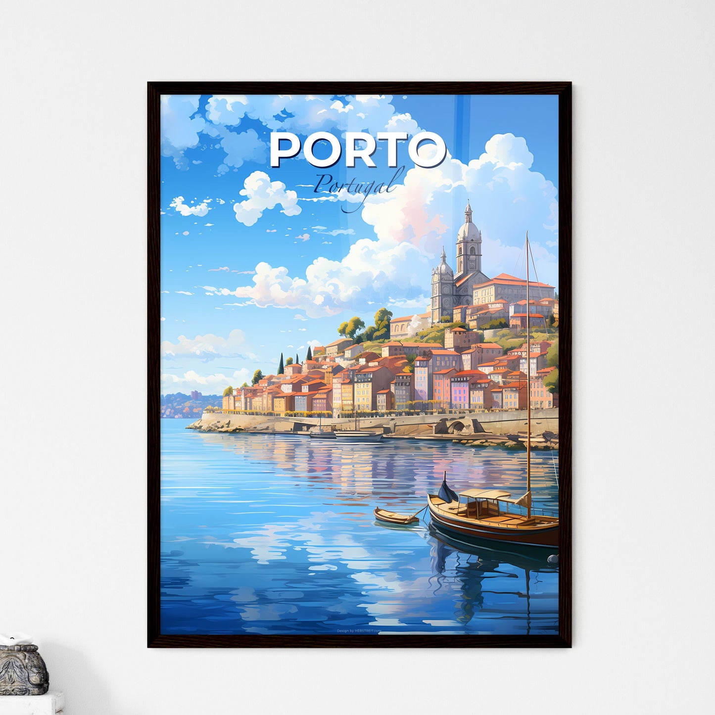 Porto Portugal Skyline - A Boat On The Water - Customizable Travel Gift Default Title