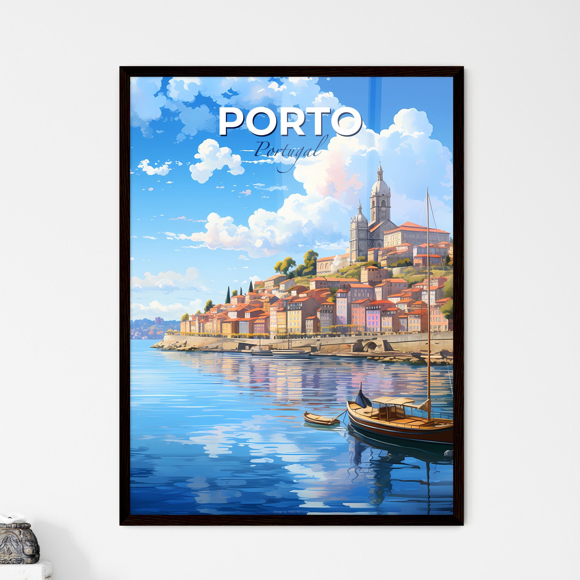 Porto Portugal Skyline - A Boat On The Water - Customizable Travel Gift Default Title