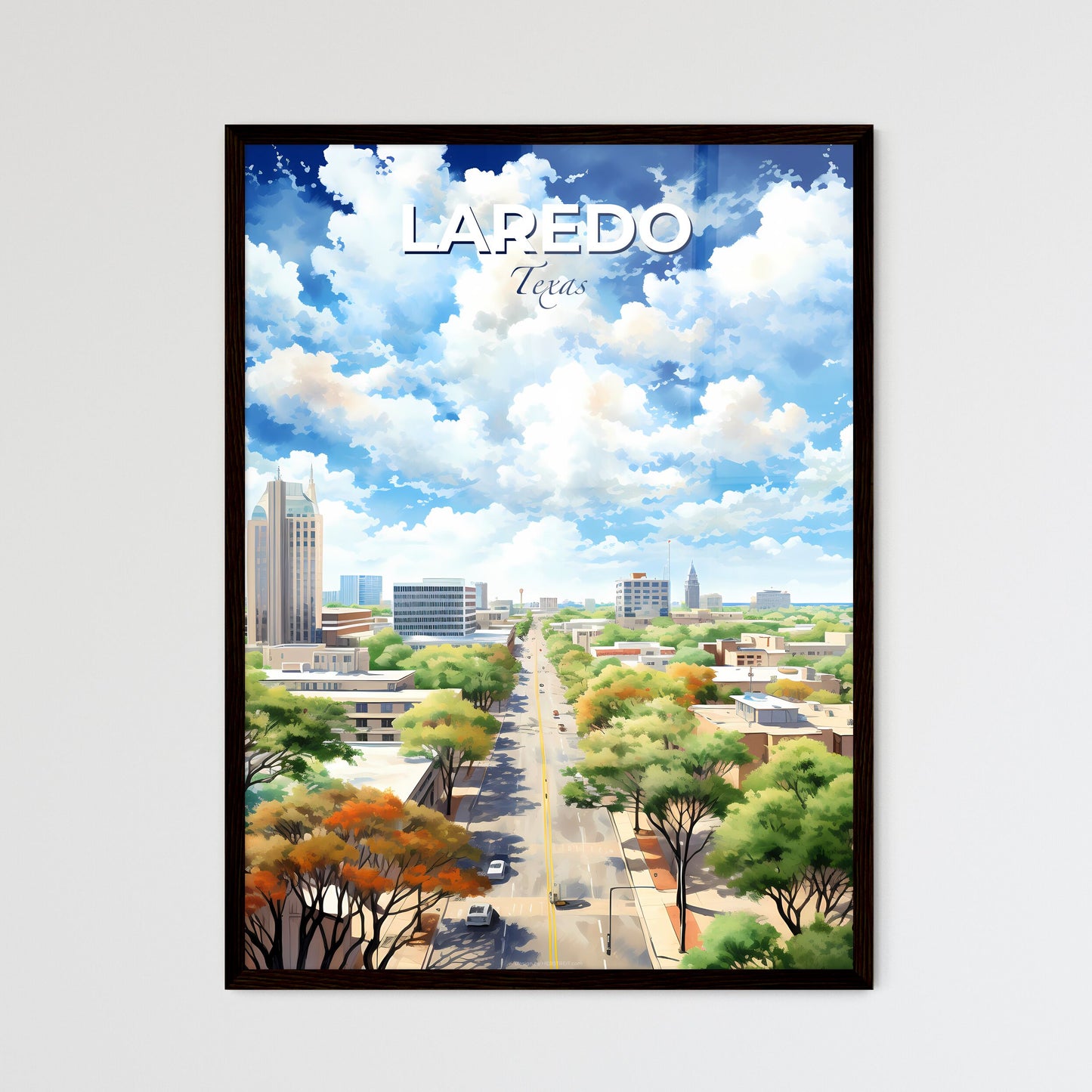 Laredo Texas Skyline - A City With Trees And Buildings - Customizable Travel Gift Default Title