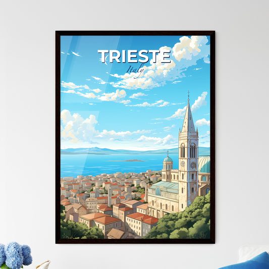 Trieste Italy Skyline - A Building With A Steeple And A Large Tower On A Hill Above A City - Customizable Travel Gift Default Title