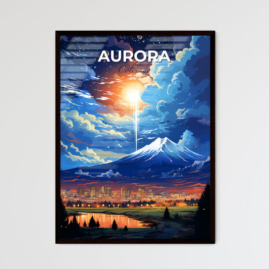 Aurora Colorado Skyline - A Mountain With A Bright Light Coming From It - Customizable Travel Gift Default Title
