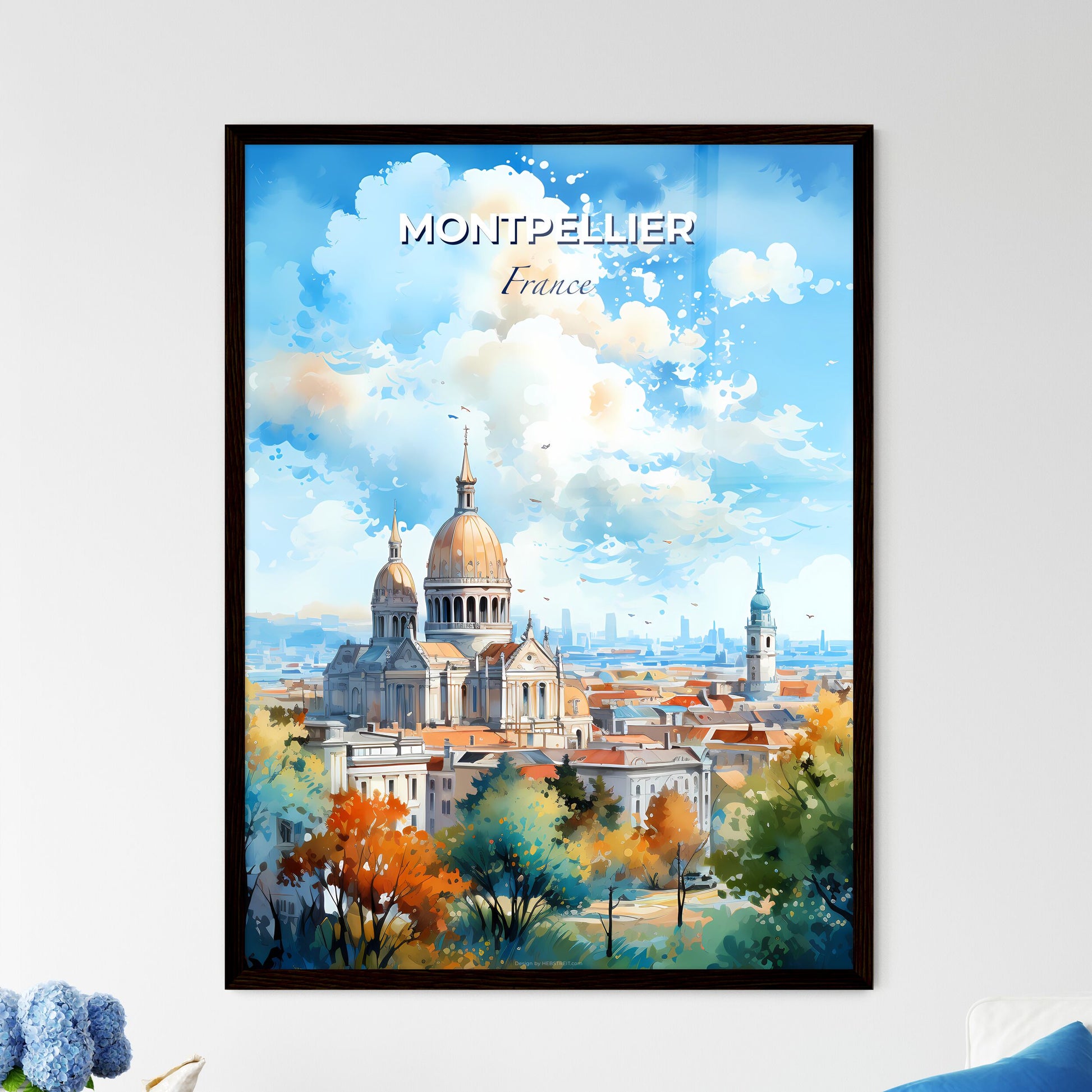 Montpellier France Skyline - A Large Building With Domes And Trees - Customizable Travel Gift Default Title