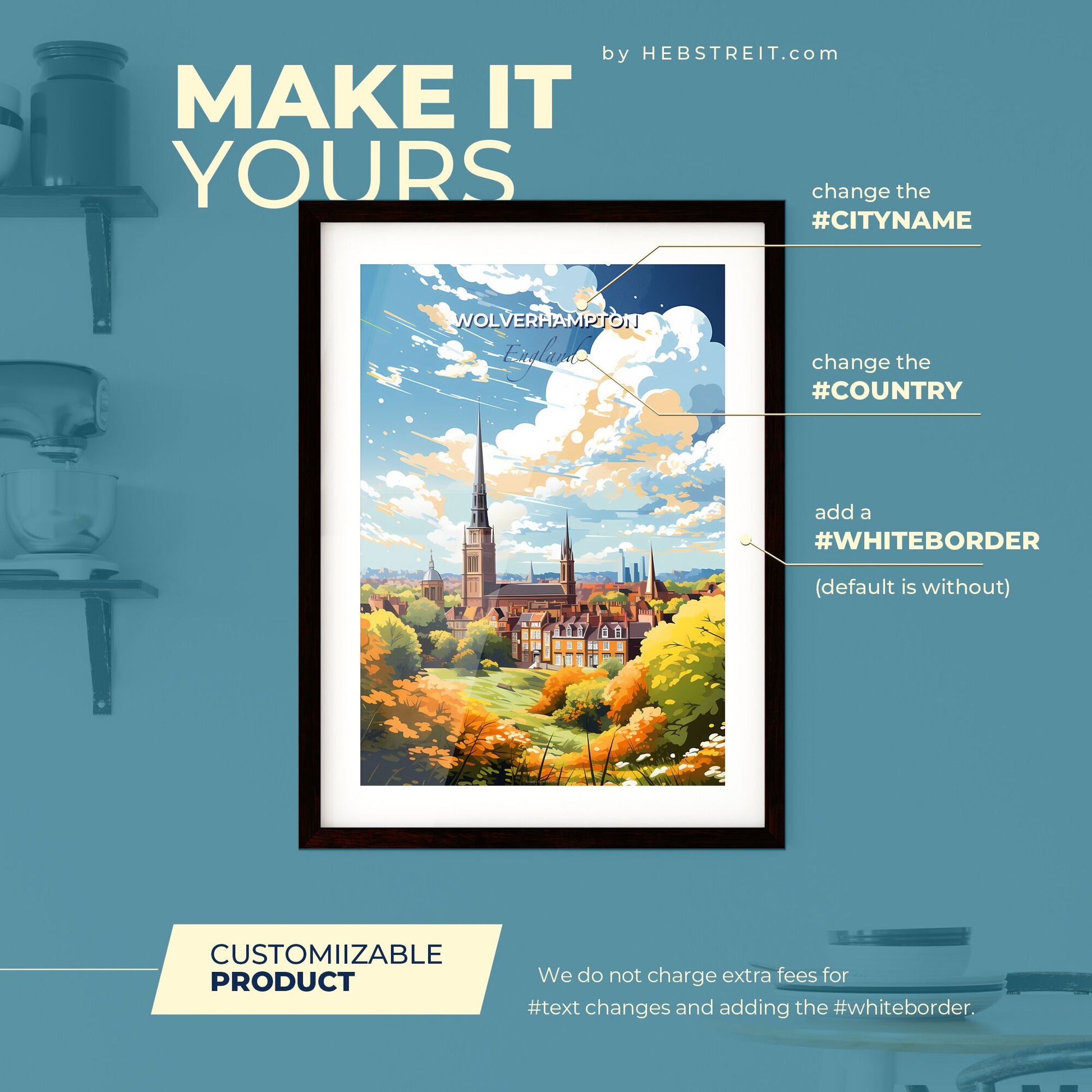 Wolverhampton England Skyline - A Church In A City - Customizable Travel Gift Default Title