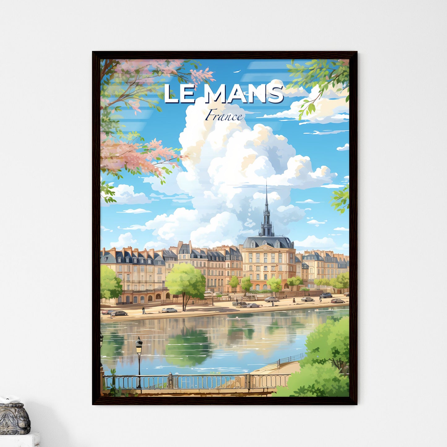 Le Mans France Skyline - A Water Next To A City - Customizable Travel Gift Default Title