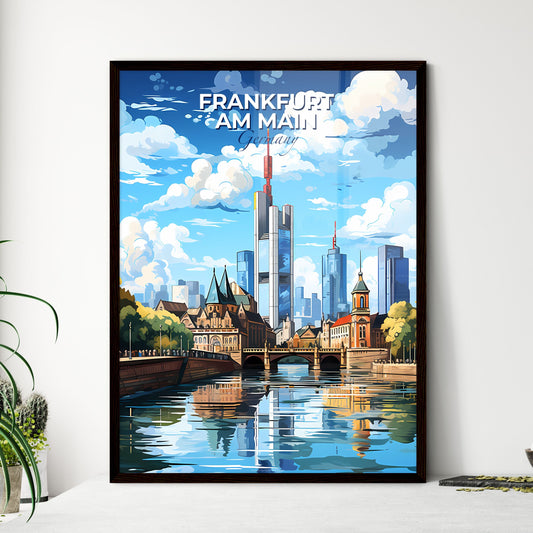 Frankfurt am Main Germany Skyline - A River With A Bridge And Buildings In The Background - Customizable Travel Gift Default Title