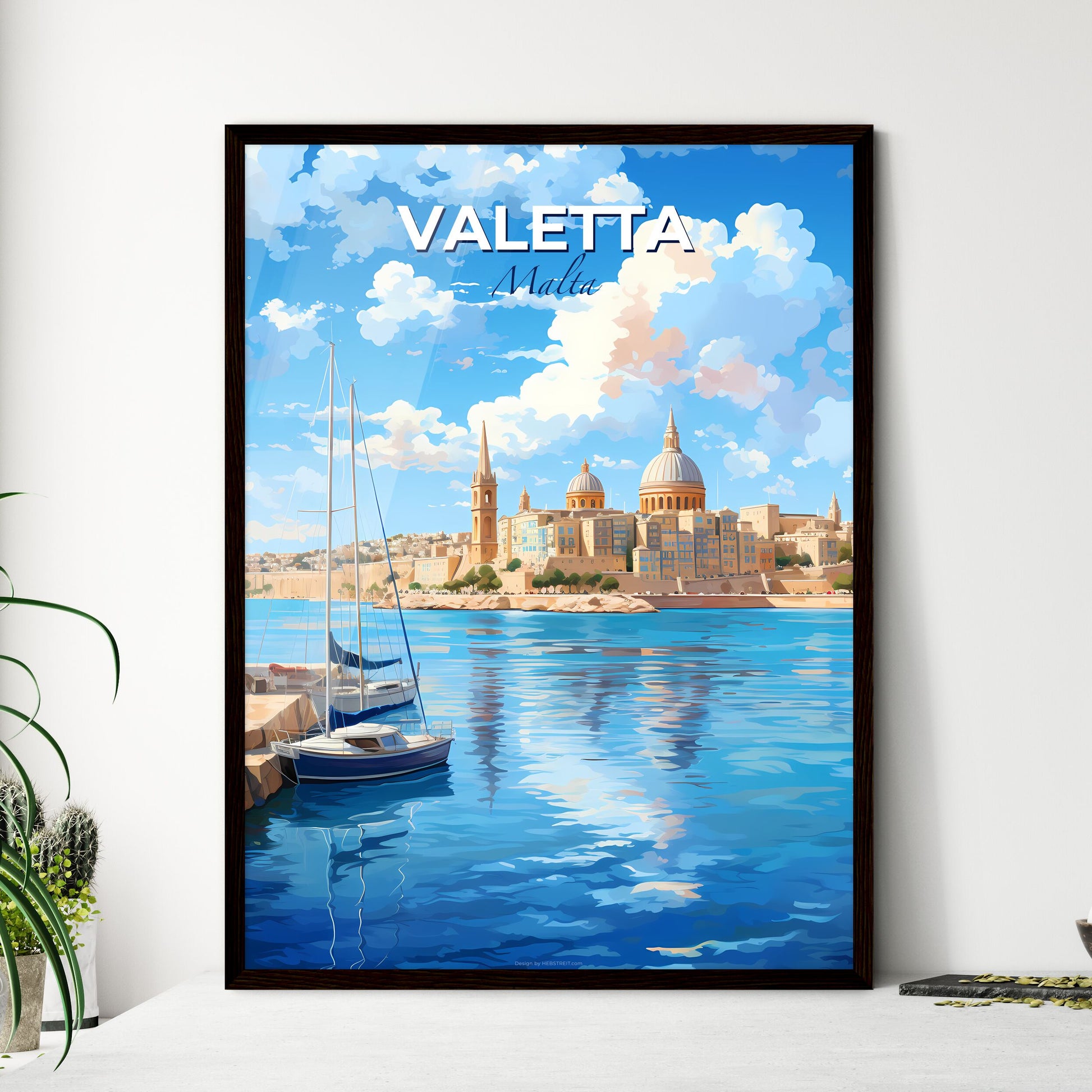 Valetta Malta Skyline - A Sailboat In Front Of A City - Customizable Travel Gift Default Title