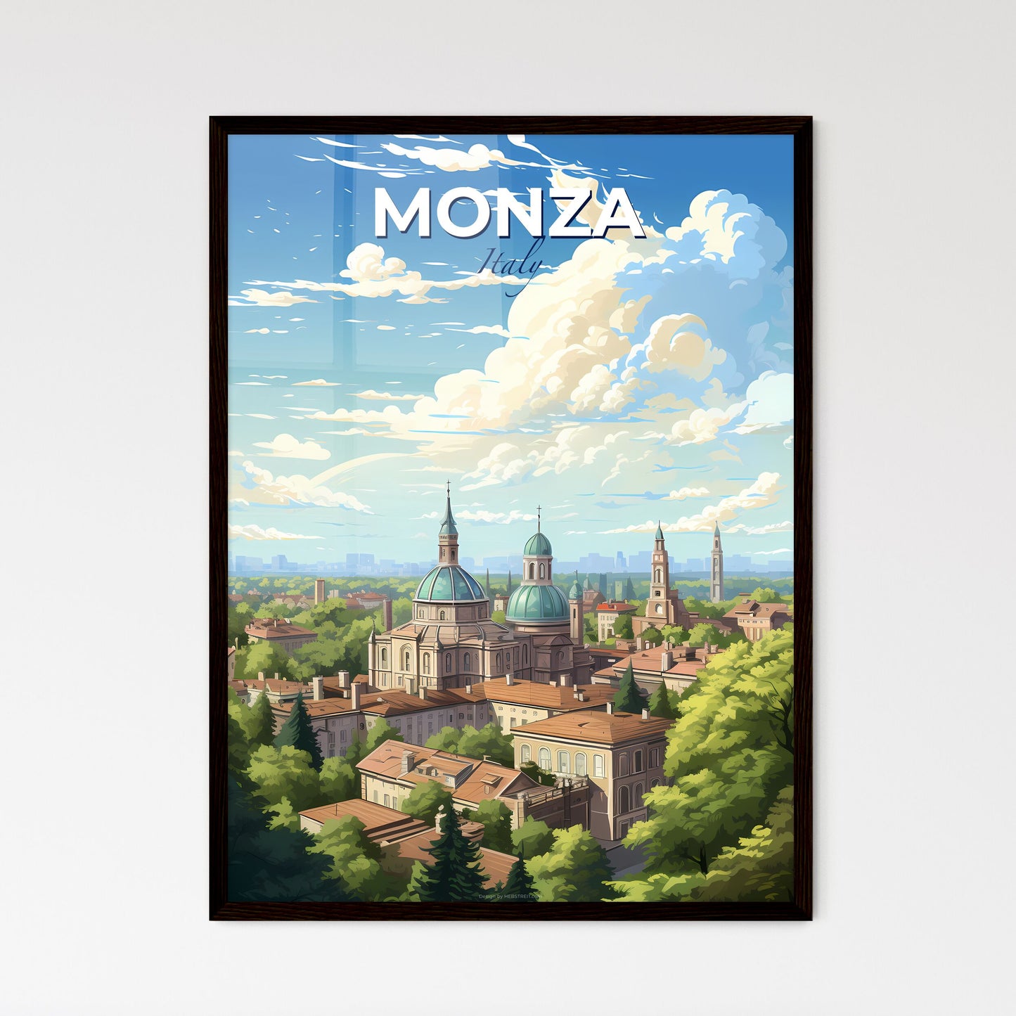 Monza Italy Skyline - A City With Many Buildings And Trees - Customizable Travel Gift Default Title