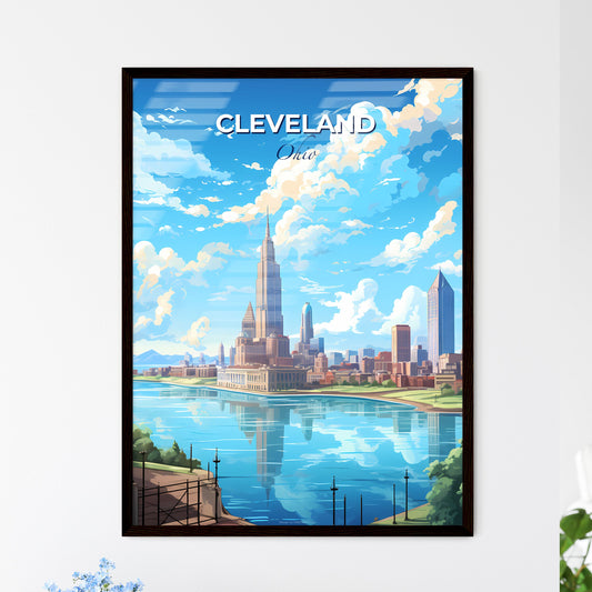 Cleveland Ohio Skyline - A City With A River And A Large Building - Customizable Travel Gift Default Title