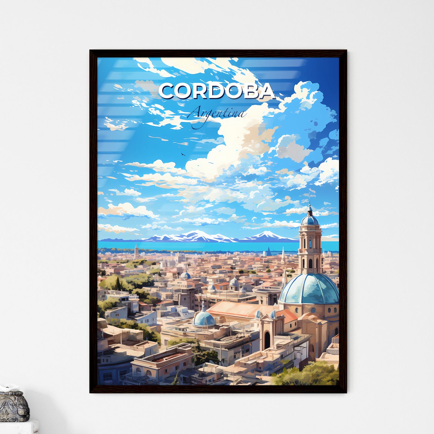 Cordoba Argentina Skyline - A City With A Blue Dome And Trees - Customizable Travel Gift Default Title
