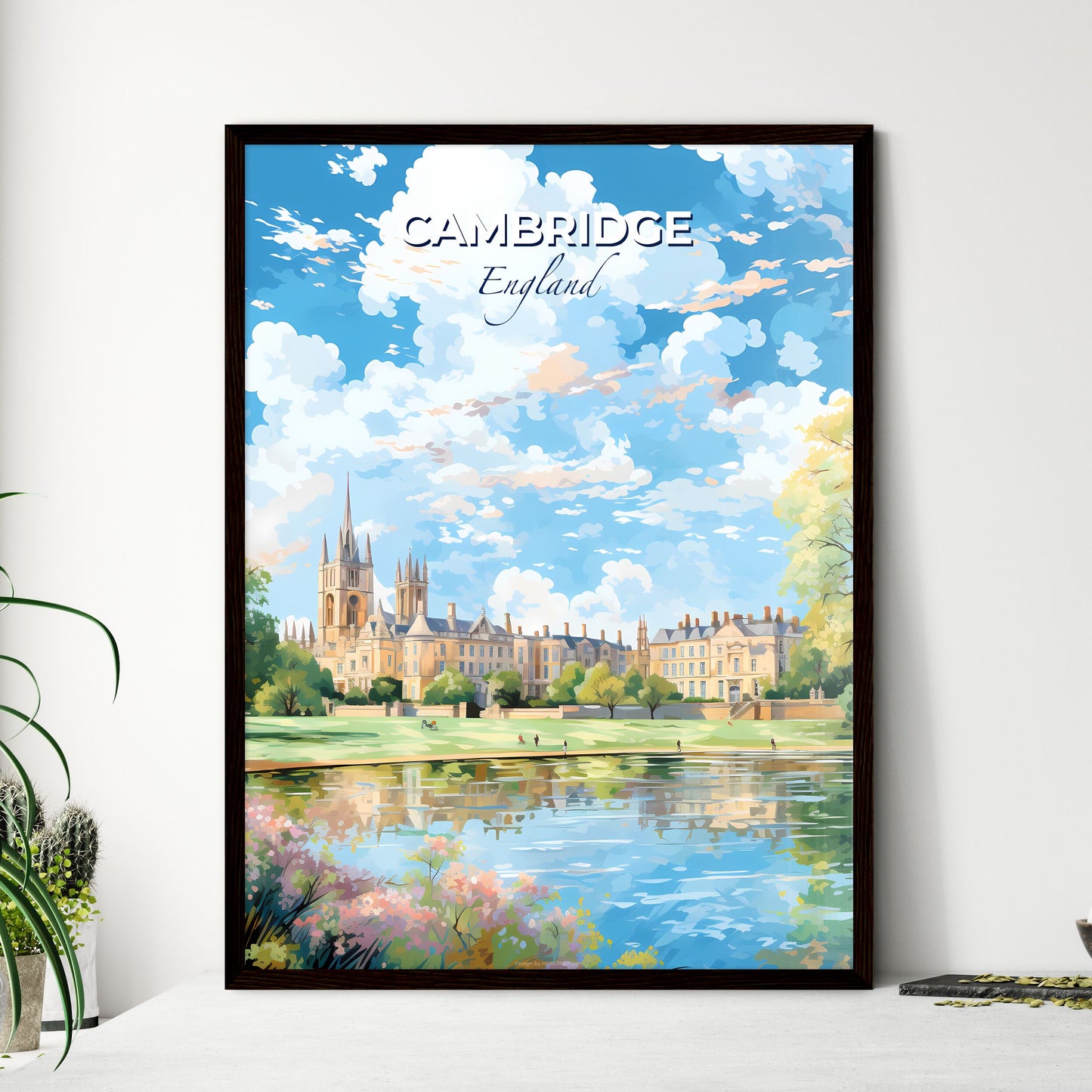 Cambridge England Skyline - A Water Body With Trees And Buildings In The Background - Customizable Travel Gift Default Title