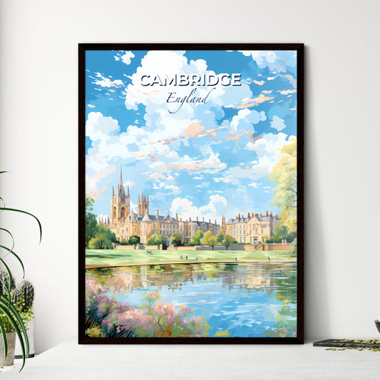 Cambridge England Skyline - A Water Body With Trees And Buildings In The Background - Customizable Travel Gift Default Title
