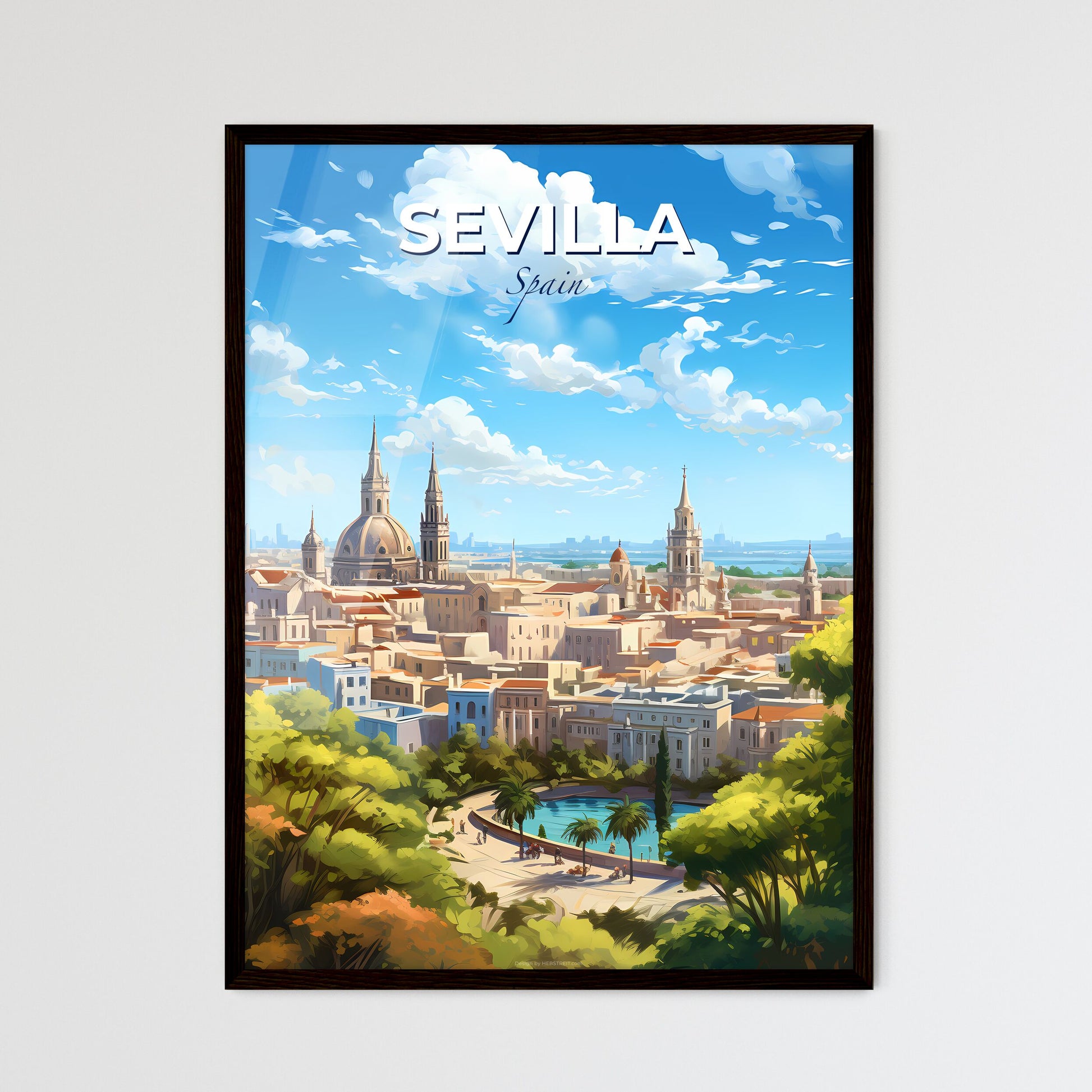 Sevilla Spain Skyline - A City With Trees And A Blue Sky - Customizable Travel Gift Default Title