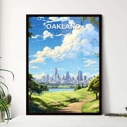 Oakland California Skyline - A Landscape Of A City With A River And Trees - Customizable Travel Gift Default Title