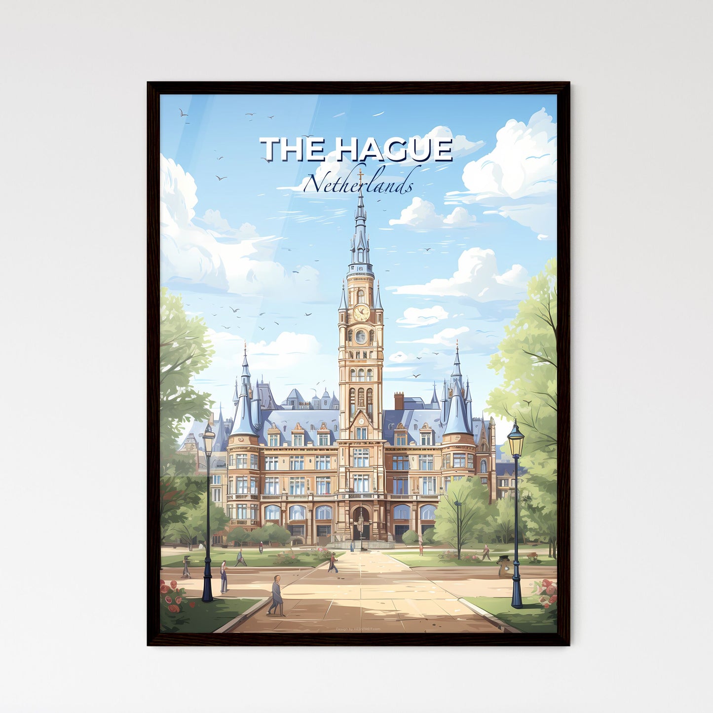 The Hague Netherlands Skyline - A Large Building With A Clock Tower - Customizable Travel Gift Default Title