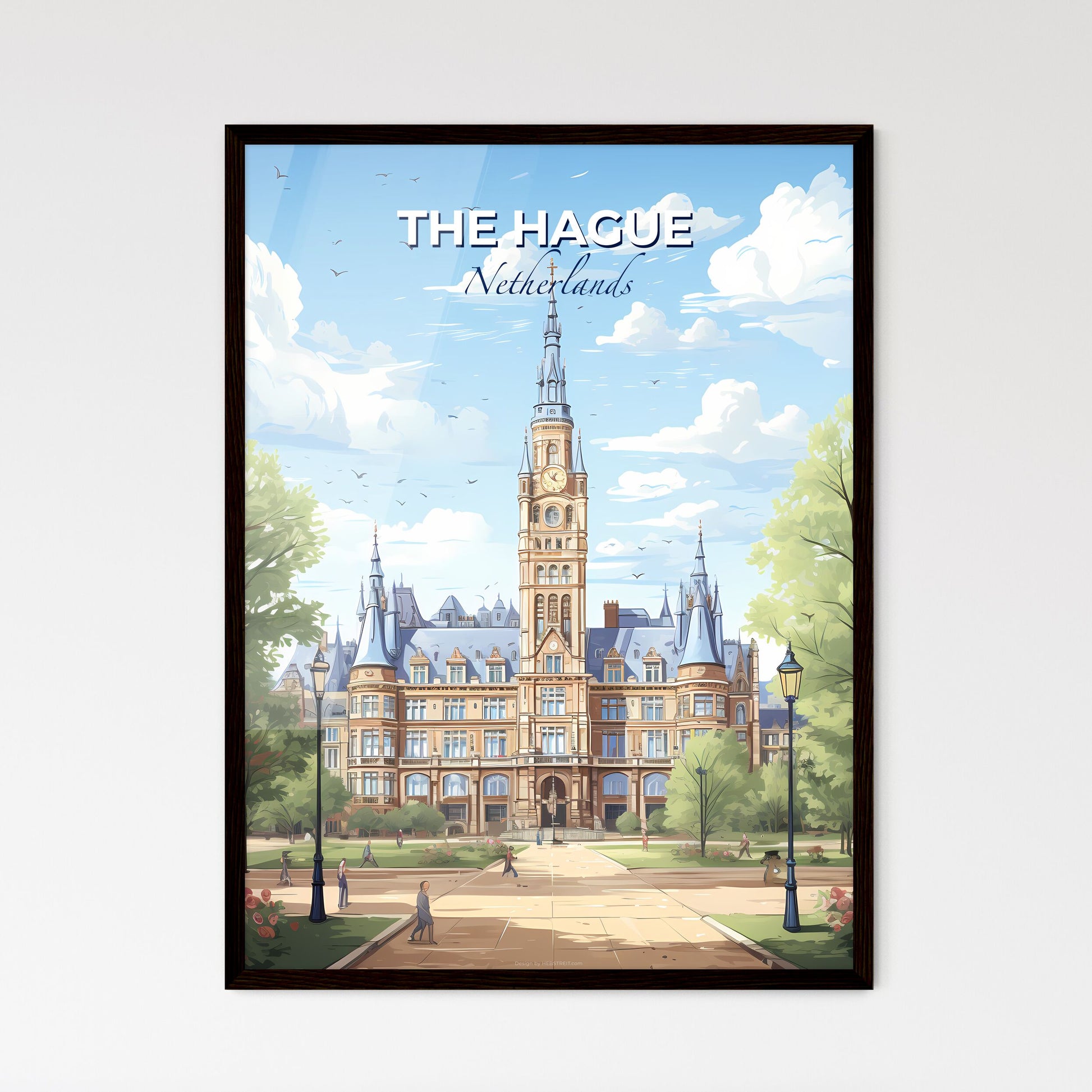 The Hague Netherlands Skyline - A Large Building With A Clock Tower - Customizable Travel Gift Default Title