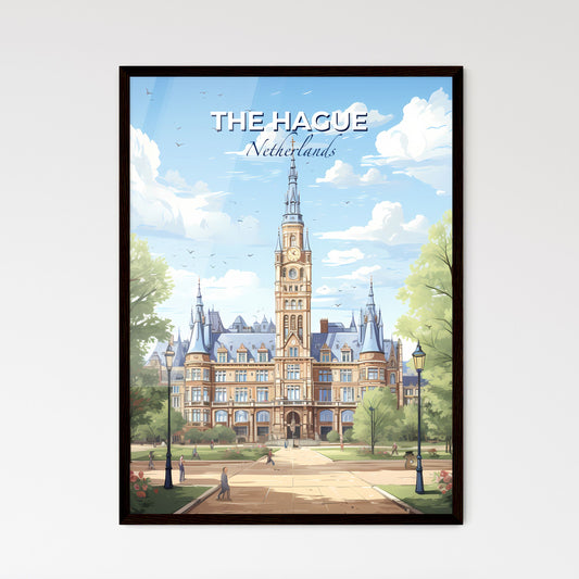 The Hague Netherlands Skyline - A Large Building With A Clock Tower - Customizable Travel Gift Default Title