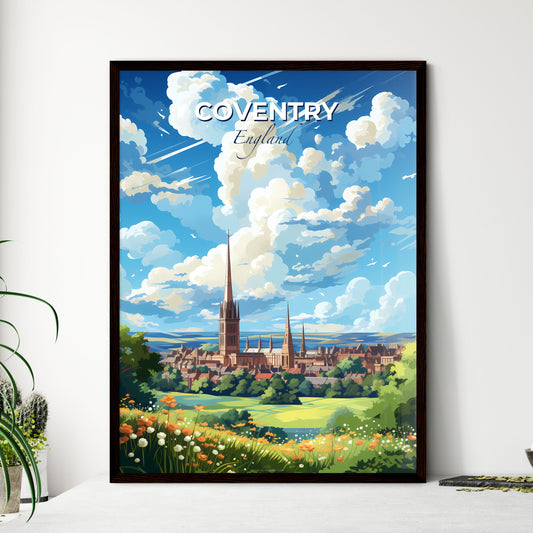 Coventry England Skyline - A Landscape Of A City With A Tall Tower And Trees - Customizable Travel Gift Default Title
