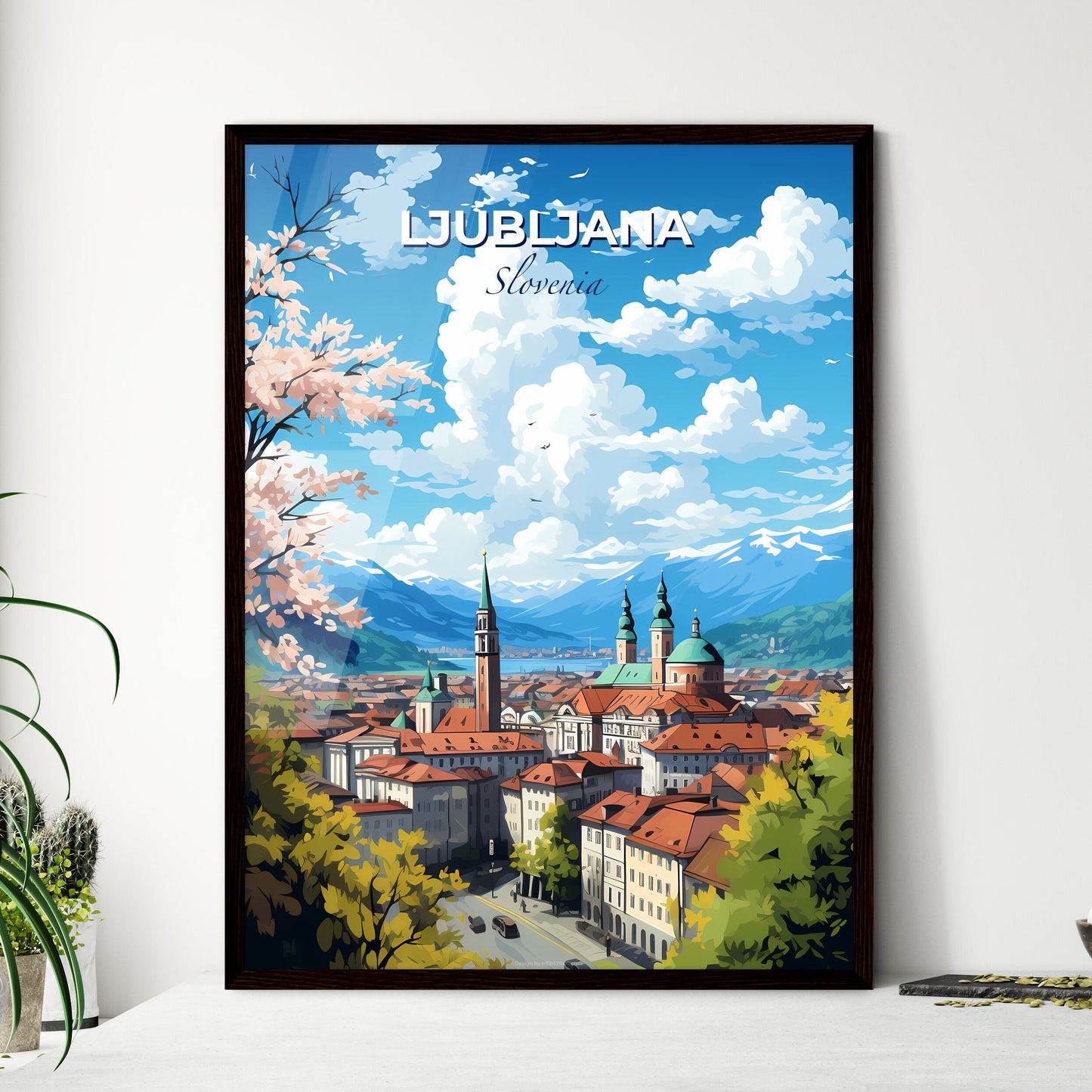 Ljubljana Slovenia Skyline - A City With Trees And Mountains In The Background - Customizable Travel Gift Default Title