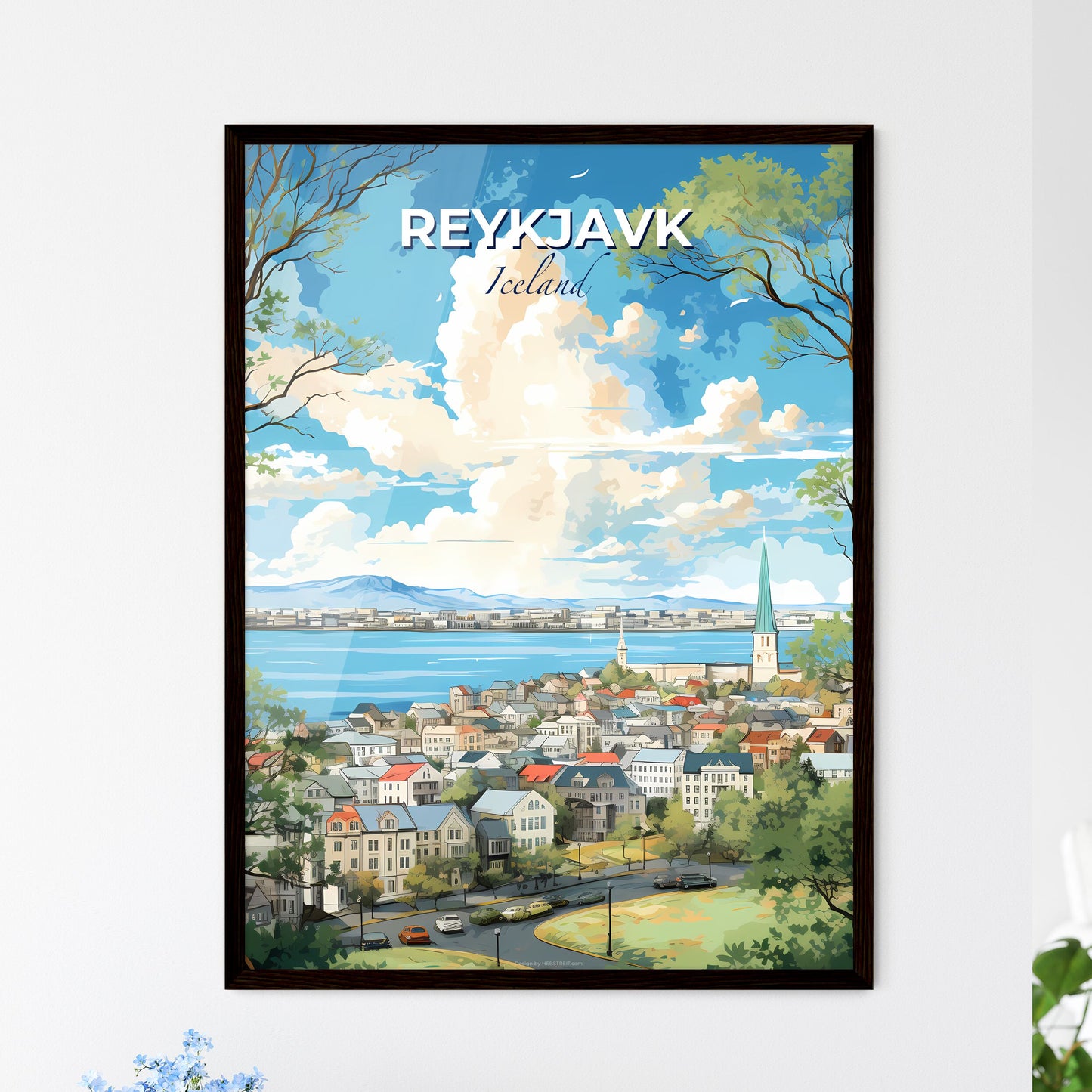 Reykjavk Iceland Skyline - A City By The Water - Customizable Travel Gift Default Title