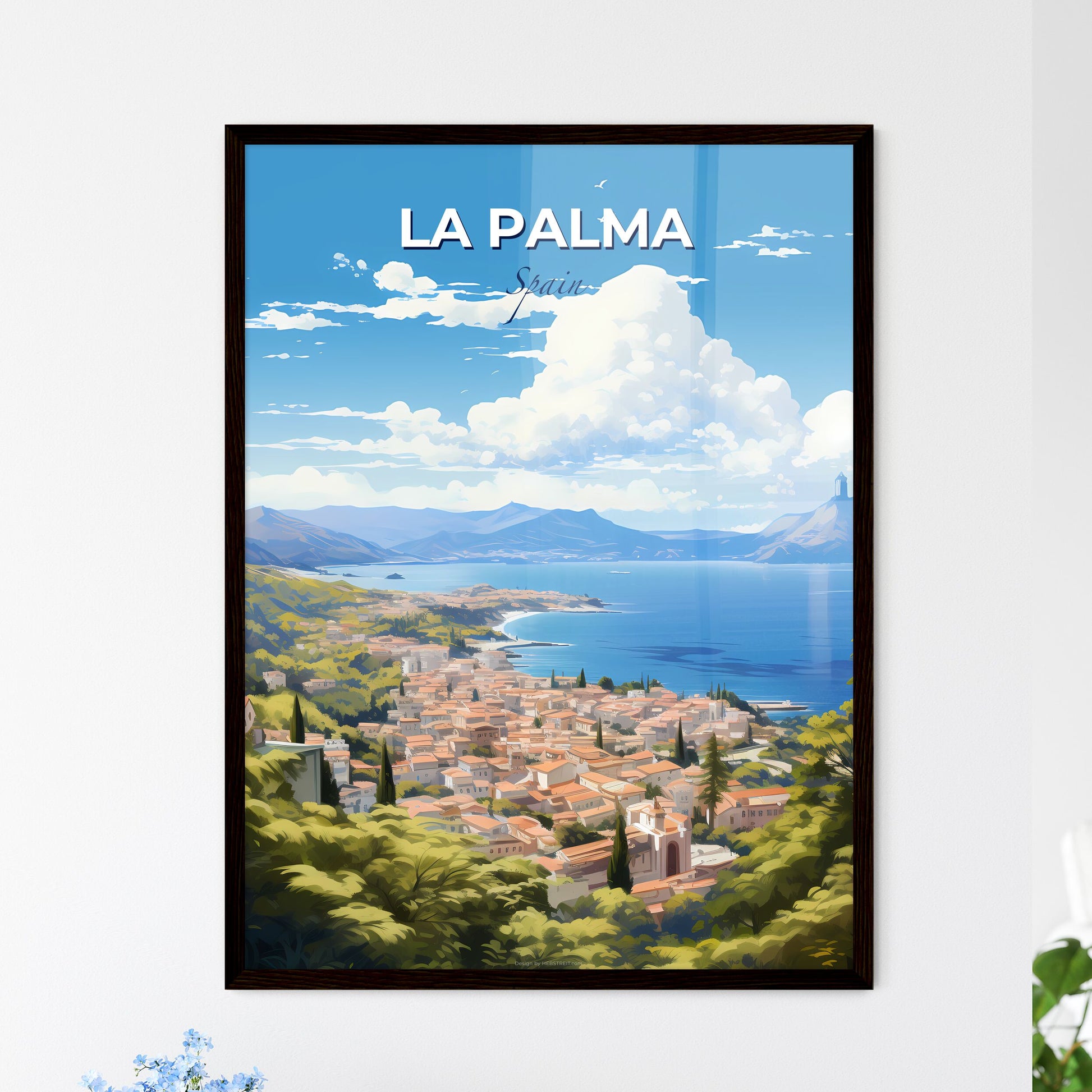 La Palma Spain Skyline - A Town On A Hill By A Body Of Water - Customizable Travel Gift Default Title