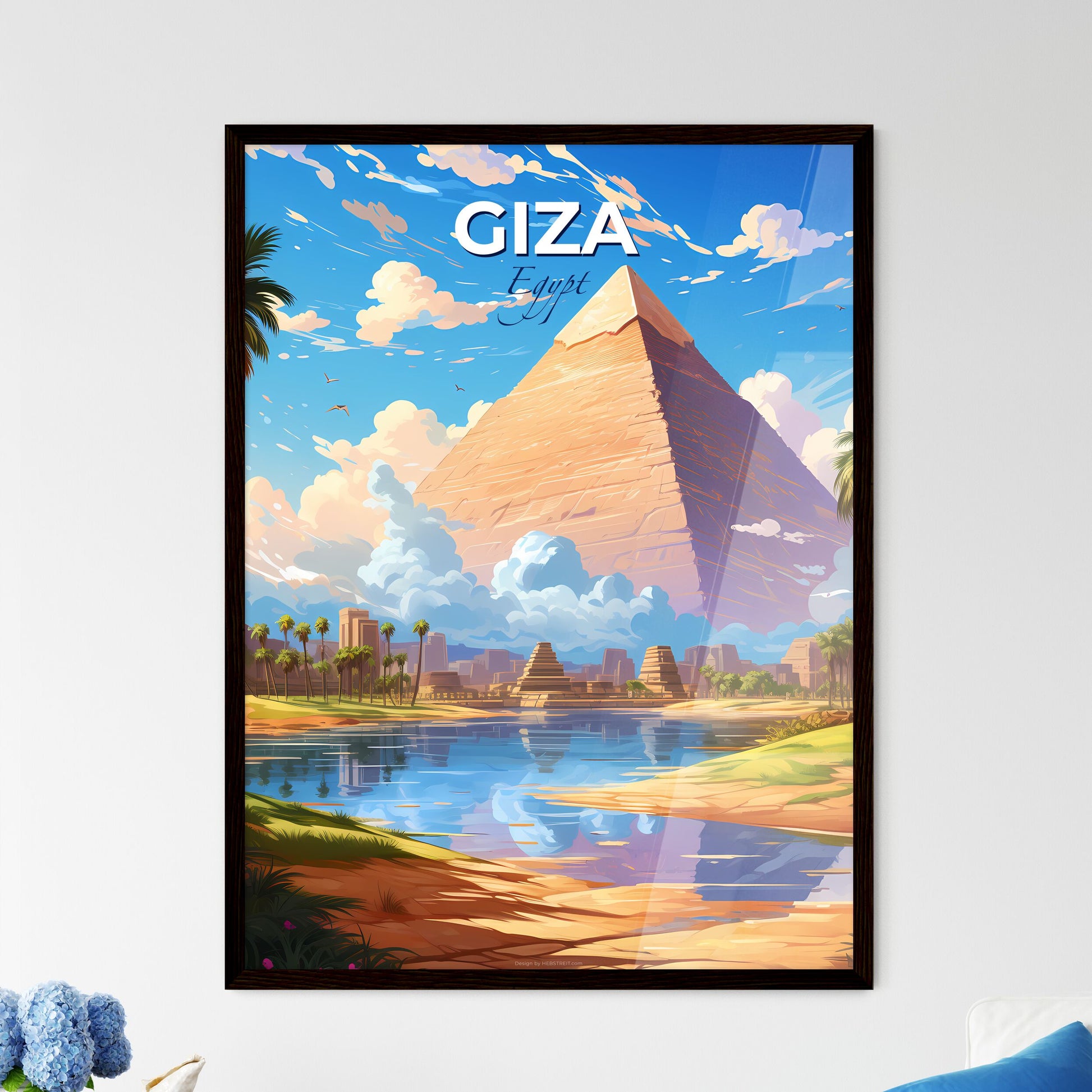 Giza Egypt Skyline - A Pyramids And A Body Of Water - Customizable Travel Gift Default Title