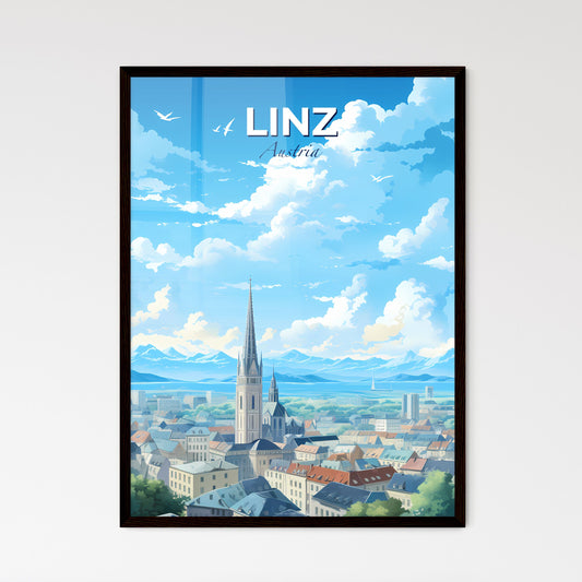 Linz Austria Skyline - A City With A Tall Tower And Mountains In The Background - Customizable Travel Gift Default Title