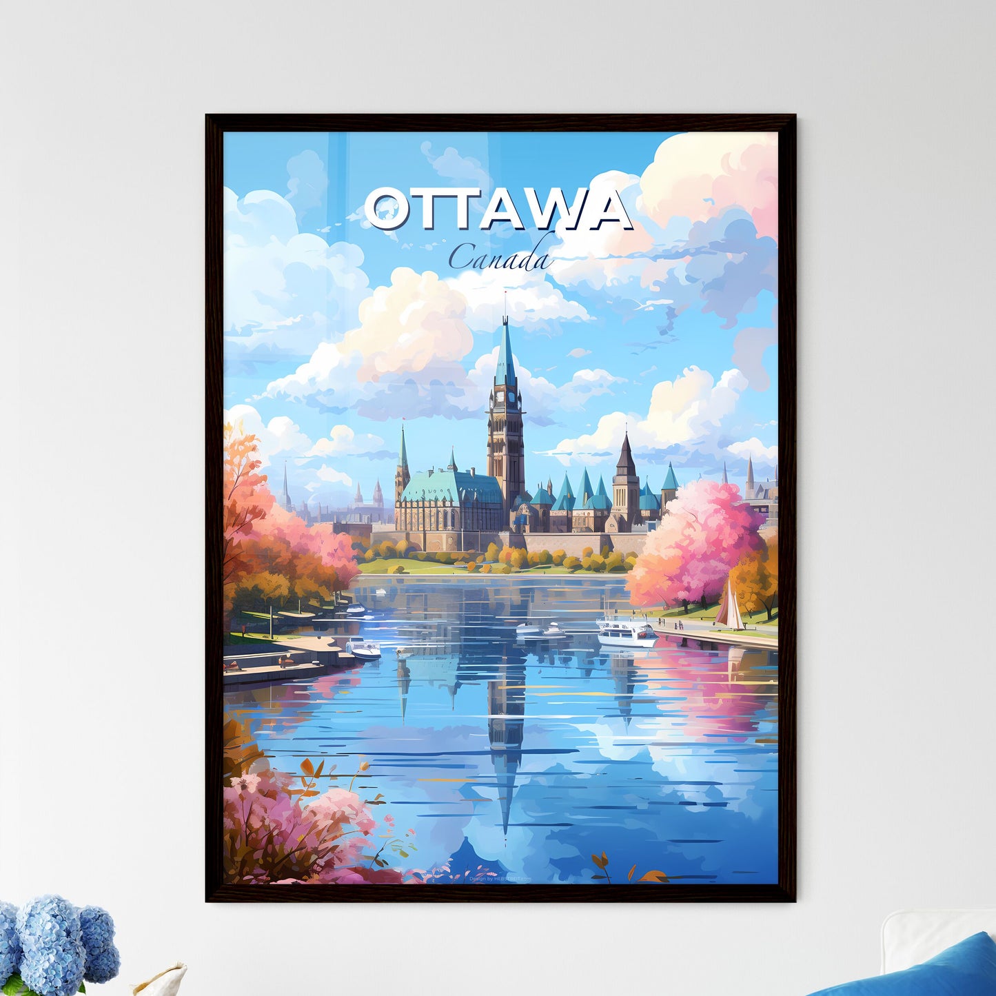 Ottawa Canada Skyline - A Castle With Trees And A Lake - Customizable Travel Gift Default Title