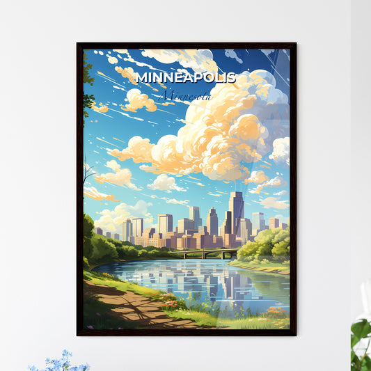 Minneapolis Minnesota Skyline - A River With A Bridge And A City In The Background - Customizable Travel Gift Default Title