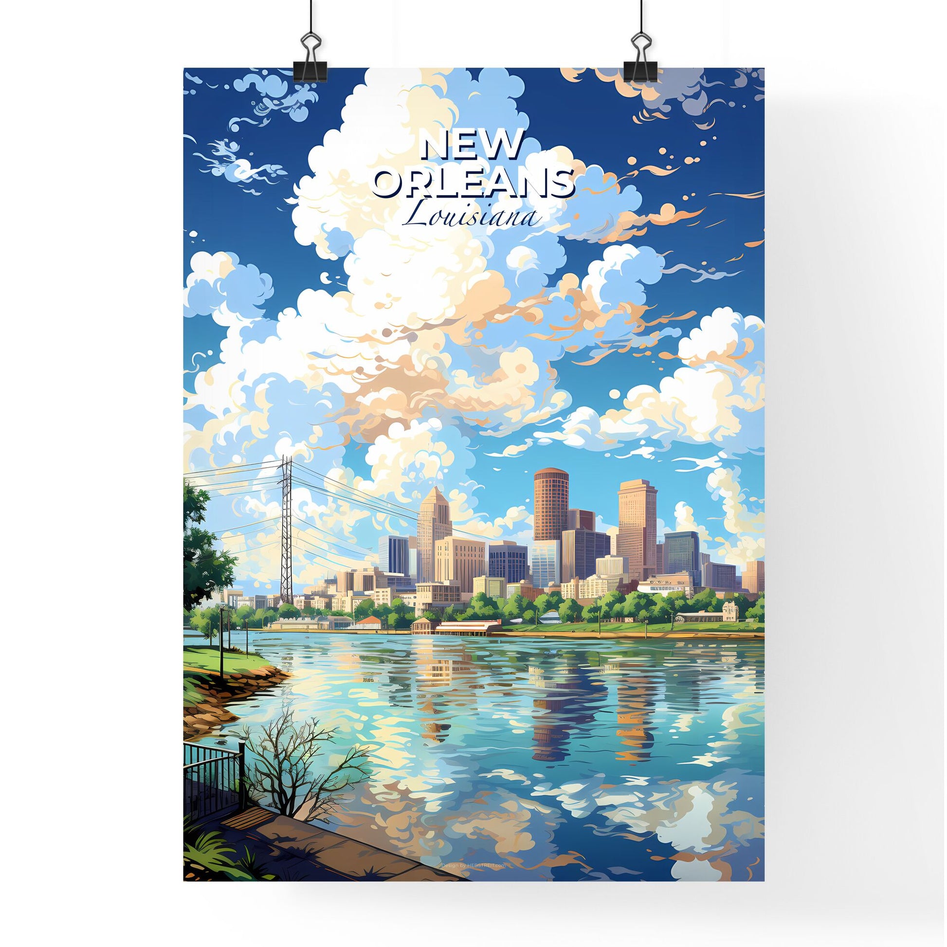 New Orleans Louisiana Skyline - A Water Body With A City In The Background - Customizable Travel Gift