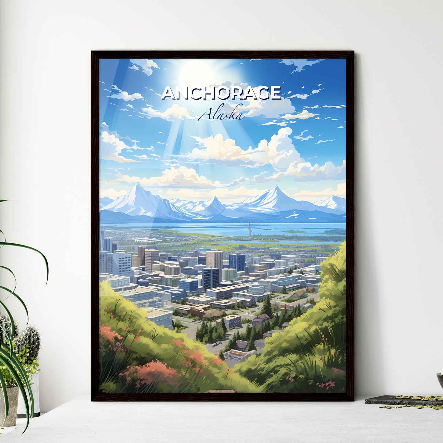 Anchorage Alaska Skyline - A Cityscape With Mountains And Water - Customizable Travel Gift Default Title