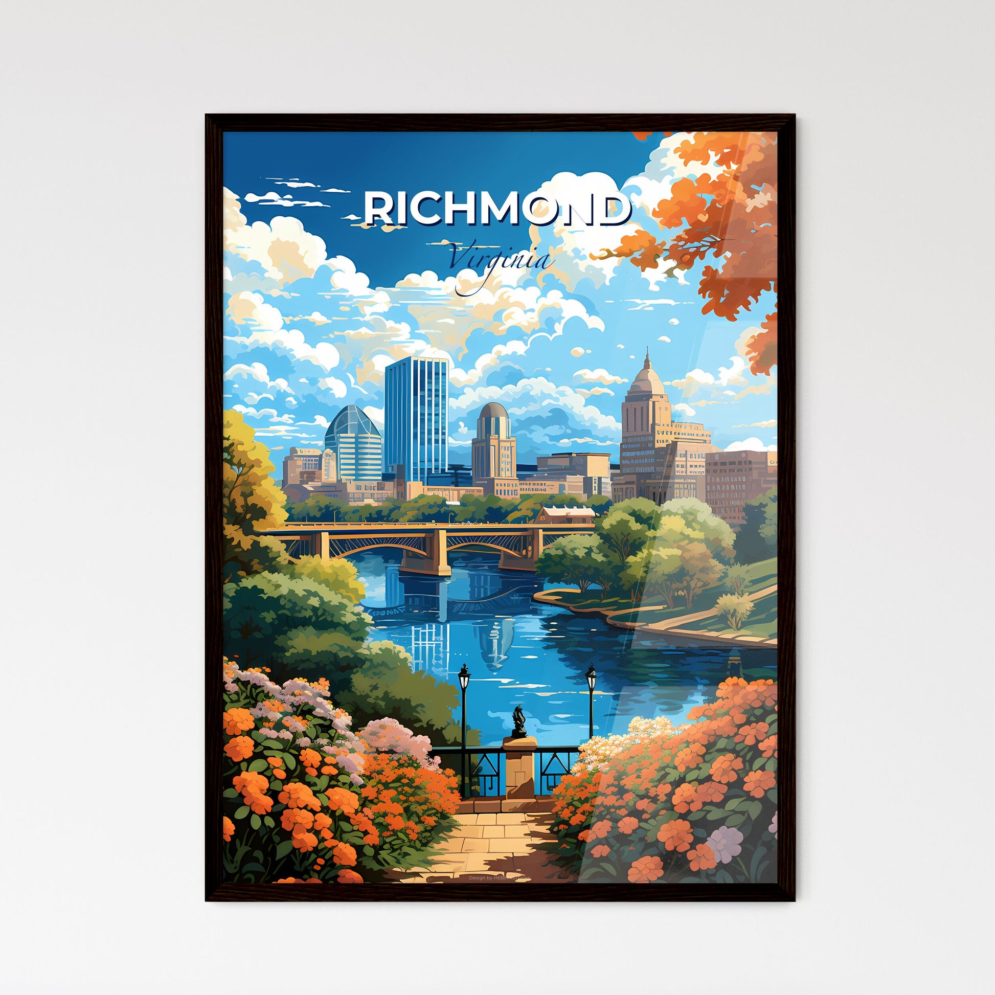 Richmond Virginia Skyline - A River With A Bridge And A City In The Background - Customizable Travel Gift Default Title