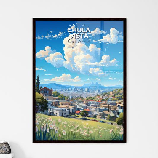Chula Vista California Skyline - A Landscape Of A City With A Hill And Flowers - Customizable Travel Gift Default Title
