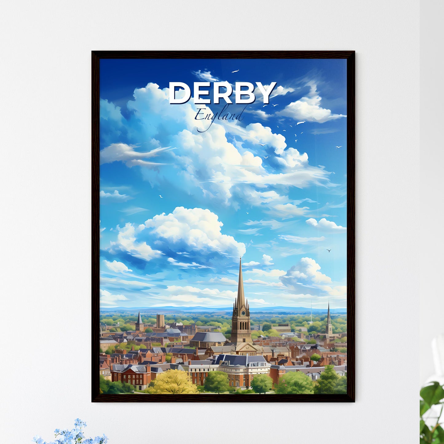 Derby England Skyline - A City With A Tall Tower - Customizable Travel Gift Default Title