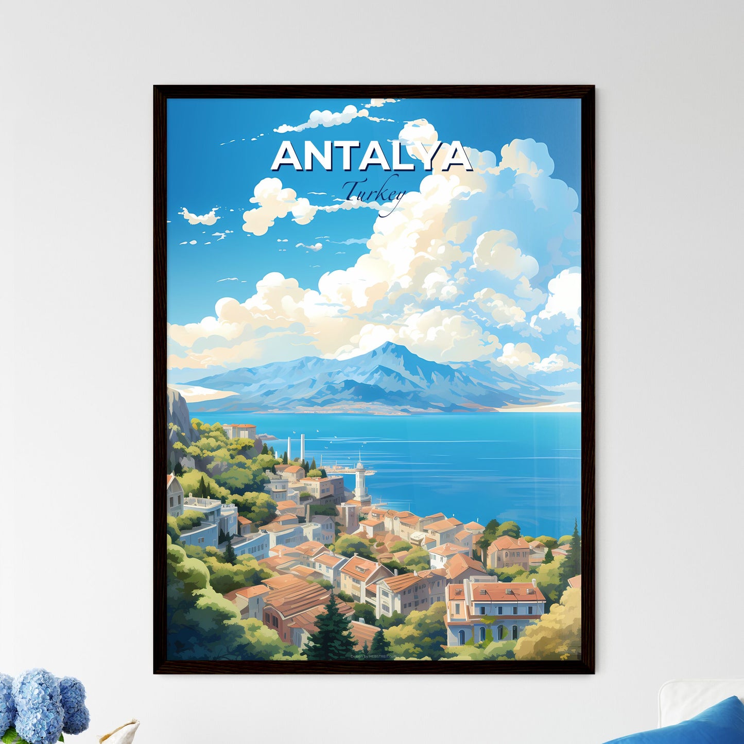 Antalya Turkey Skyline - A Town On The Side Of A Cliff Overlooking A Body Of Water - Customizable Travel Gift Default Title