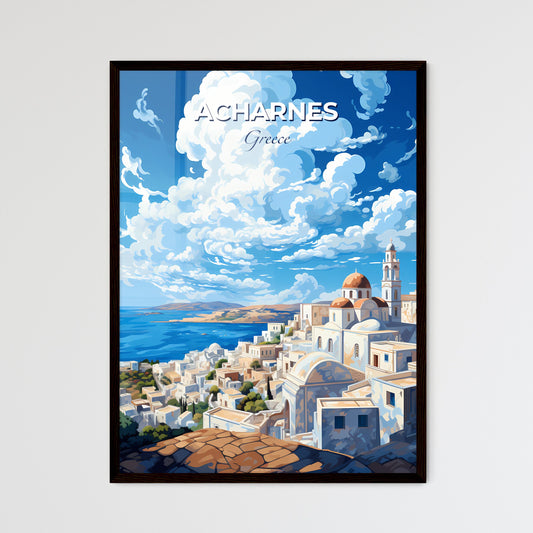Acharnes Greece Skyline - A Painting Of A City By The Water - Customizable Travel Gift Default Title