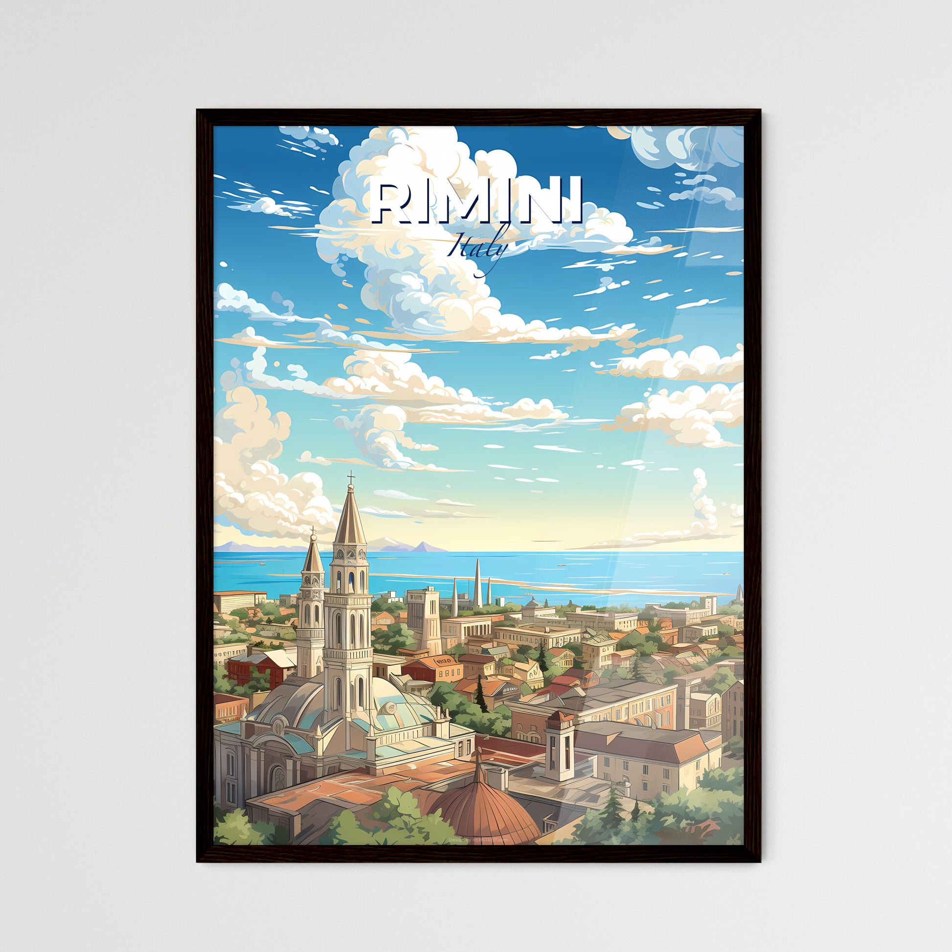 Rimini Italy Skyline - A City With A Church And A Body Of Water - Customizable Travel Gift Default Title