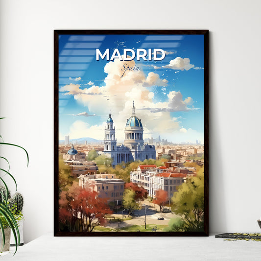 Madrid Spain Skyline - A Large Building With A Dome Roof And A Blue Sky With Clouds - Customizable Travel Gift Default Title